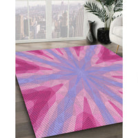 Patterned Neon Pink Rug, pat1770pur