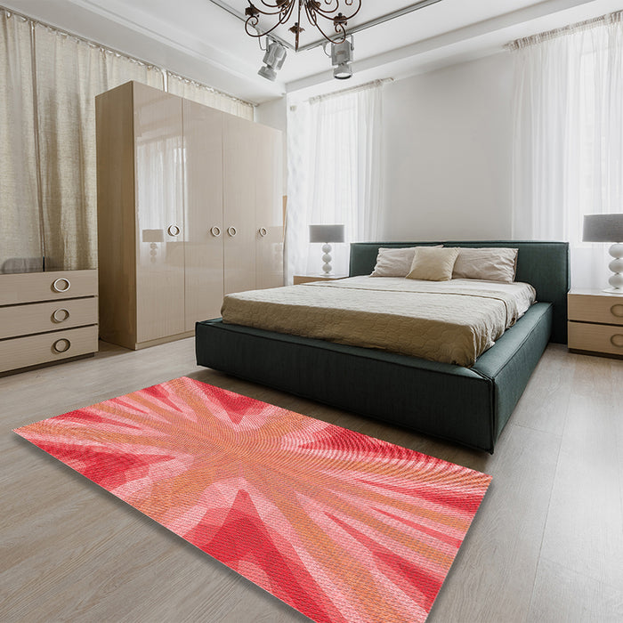 Patterned Orange Rug in a Bedroom, pat1770rd