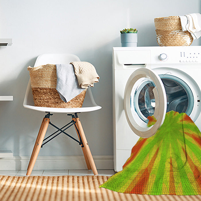 Machine Washable Transitional Green Rug in a Washing Machine, wshpat1770yw