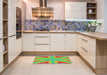 Machine Washable Transitional Green Rug in a Kitchen, wshpat1770
