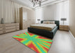 Patterned Green Modern Rug in a Bedroom, pat1770