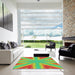 Square Machine Washable Transitional Green Rug in a Living Room, wshpat1770