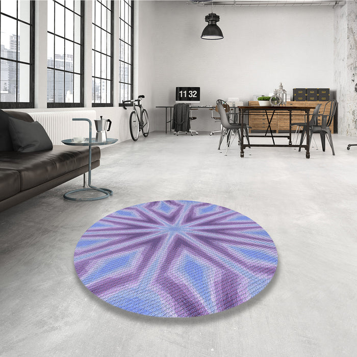 Round Patterned Jeans Blue Rug in a Office, pat1771blu