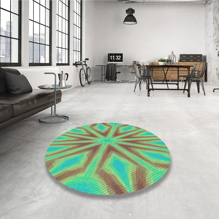 Round Patterned Brown Rug in a Office, pat1771lblu