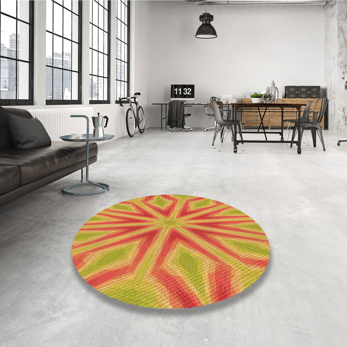 Round Patterned Orange Red Orange Rug in a Office, pat1771org