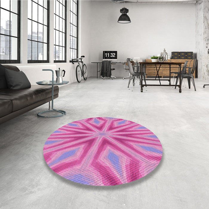 Round Patterned Violet Purple Rug in a Office, pat1771pur