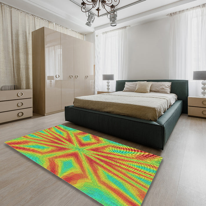 Machine Washable Transitional Sedona Brown Rug in a Bedroom, wshpat1771
