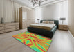 Patterned Sedona Brown Modern Rug in a Bedroom, pat1771