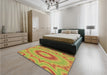 Patterned Green Rug in a Bedroom, pat1772brn