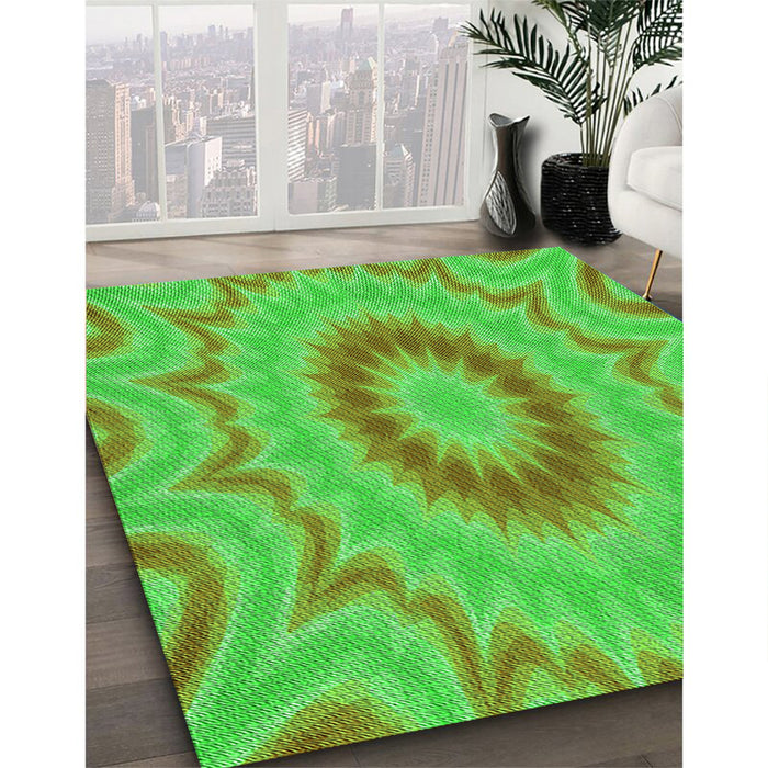 Machine Washable Transitional Neon Green Rug in a Family Room, wshpat1772grn