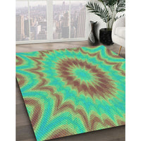 Patterned Lime Mint Green Rug, pat1772lblu