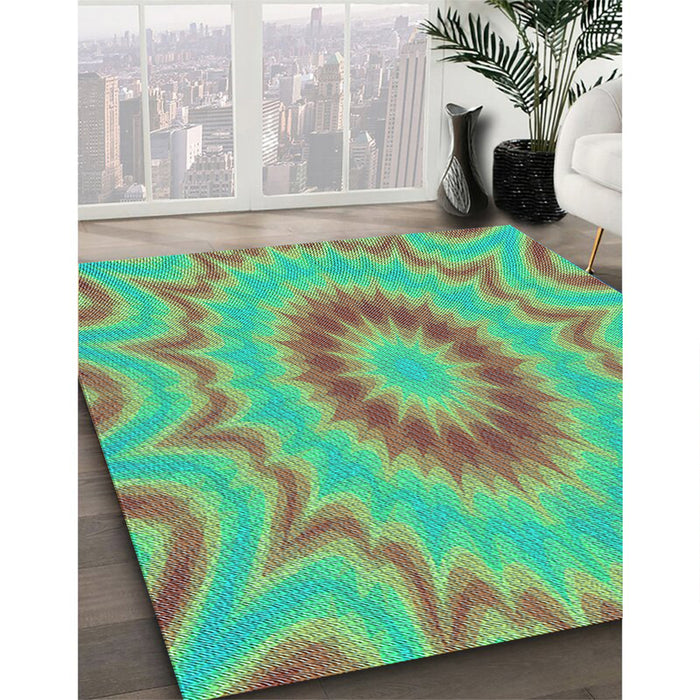 Machine Washable Transitional Lime Mint Green Rug in a Family Room, wshpat1772lblu