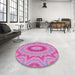 Round Patterned Violet Purple Rug in a Office, pat1772pur