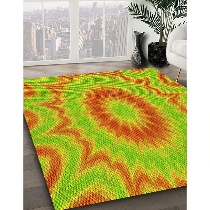 Machine Washable Transitional Neon Orange Rug in a Family Room, wshpat1772yw