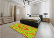 Patterned Neon Orange Rug in a Bedroom, pat1772yw