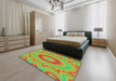 Machine Washable Transitional Green Rug in a Bedroom, wshpat1772