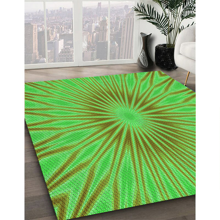 Patterned Neon Green Rug in Family Room, pat1773grn