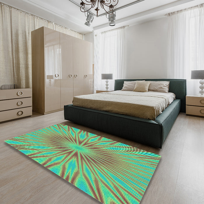 Patterned Brown Rug in a Bedroom, pat1773lblu
