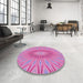 Round Patterned Violet Purple Rug in a Office, pat1773pur