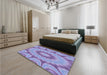 Patterned Purple Mimosa Purple Rug in a Bedroom, pat1774blu