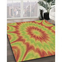 Patterned Orange Red Orange Rug, pat1774brn