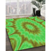 Patterned Neon Green Rug in Family Room, pat1774grn