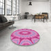 Round Patterned Violet Purple Rug in a Office, pat1774pur