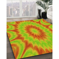 Patterned Orange Red Orange Rug, pat1774yw