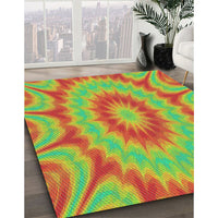 Patterned Green Modern Rug, pat1774