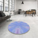 Round Patterned Sky Blue Rug in a Office, pat1775blu