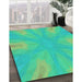 Patterned Lime Mint Green Rug in Family Room, pat1775lblu