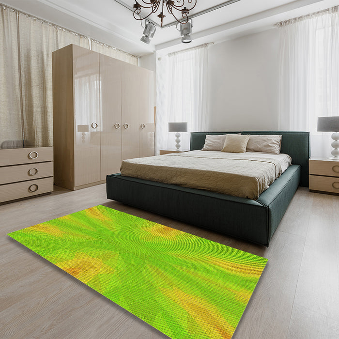 Round Machine Washable Transitional Pistachio Green Rug in a Office, wshpat1775yw
