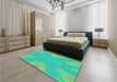 Patterned Lime Mint Green Rug in a Bedroom, pat1776lblu