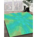 Machine Washable Transitional Lime Mint Green Rug in a Family Room, wshpat1776lblu