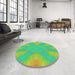 Round Patterned Green Modern Rug in a Office, pat1776