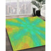 Patterned Green Abstract Machine Washable Rug in a Family Room, wshpat1776