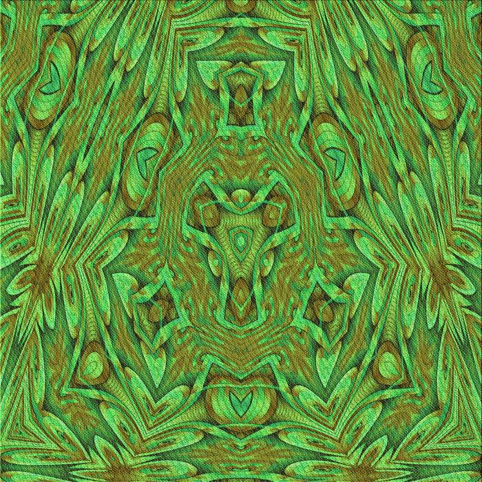 Round Machine Washable Transitional Seaweed Green Rug, wshpat1777grn