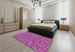 Round Machine Washable Transitional Purple Rug in a Office, wshpat1777pur