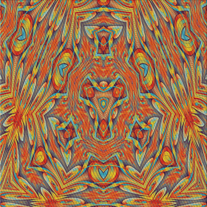 Sideview of Patterned Copper Green Abstract Machine Washable Rug, wshpat1777