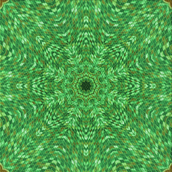 Round Machine Washable Transitional Green Rug, wshpat1778grn