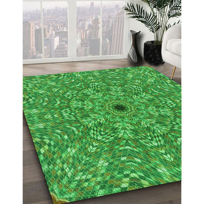 Machine Washable Transitional Green Rug in a Family Room, wshpat1778grn