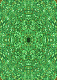 Machine Washable Transitional Green Rug, wshpat1778grn