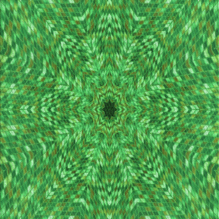 Machine Washable Transitional Green Rug, wshpat1778grn