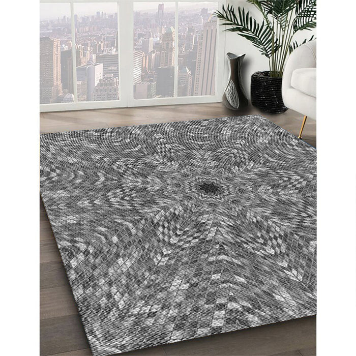 Machine Washable Transitional Grey Gray Rug in a Family Room, wshpat1778gry