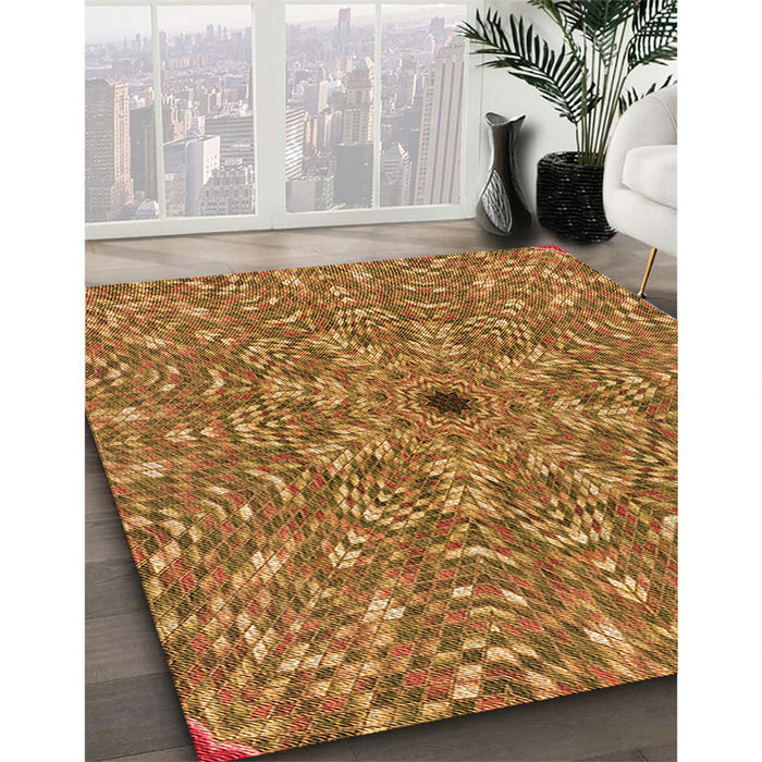 Machine Washable Transitional Orange Rug in a Family Room, wshpat1778org