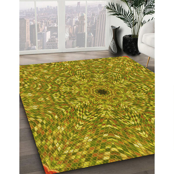 Machine Washable Transitional Yellow Rug in a Family Room, wshpat1778yw