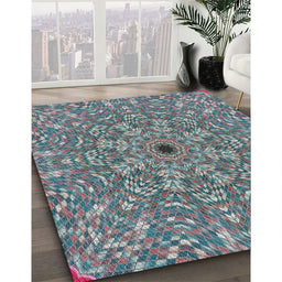 Patterned Gray Abstract Machine Washable Rug in a Family Room, wshpat1778