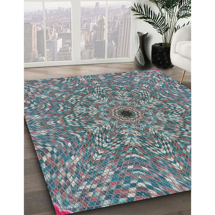 Patterned Gray Abstract Machine Washable Rug in a Family Room, wshpat1778