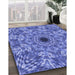 Machine Washable Transitional Sky Blue Rug in a Family Room, wshpat1779blu