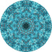 Square Patterned Dark Cyan Green Rug, pat1779lblu